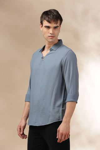 Men's Blue Breathable Non-Iron Smart Casual Shirt