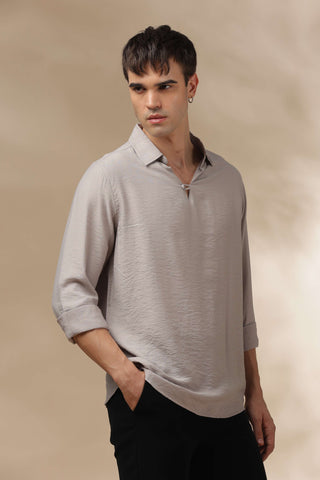 Men's LightGrey Breathable Non-Iron Smart Casual Shirt
