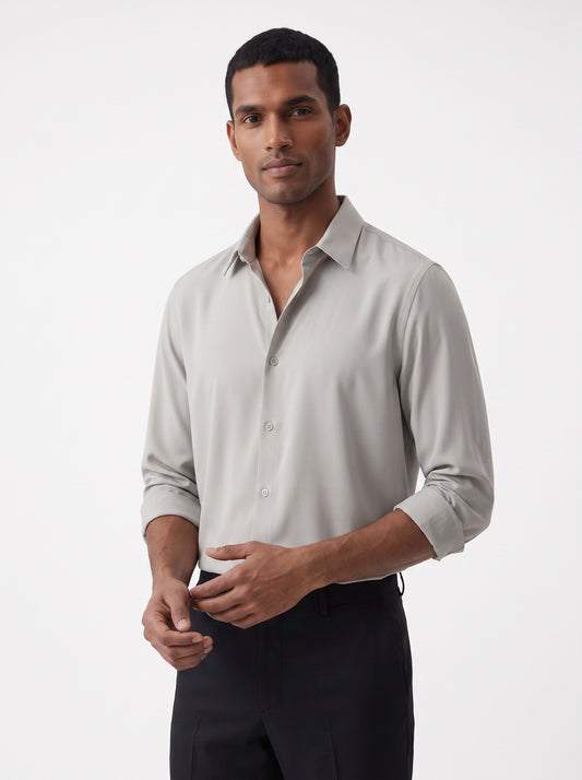 Men's Wrinkle Free 4-Way Stretch Solid Formal Shirt
