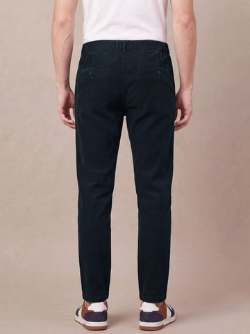 Men's Black Solid 2-Way Stretch Casual Trousers