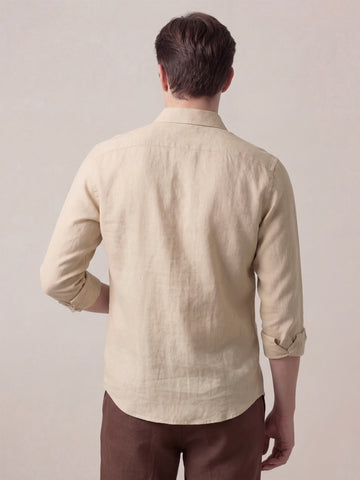 Linen Blend Breathable Solid Smart Casual Shirt