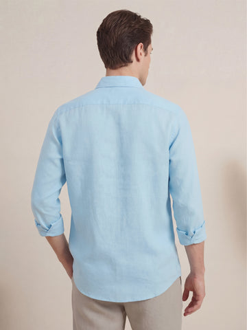 Linen Blend Breathable Solid Smart Casual Shirt
