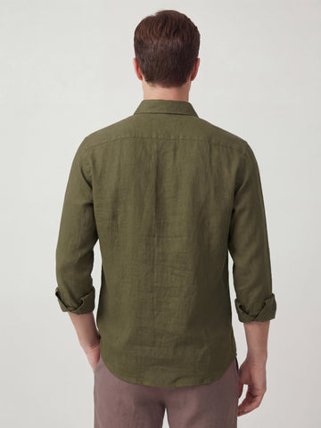 Linen Blend Breathable Solid Smart Casual Shirt