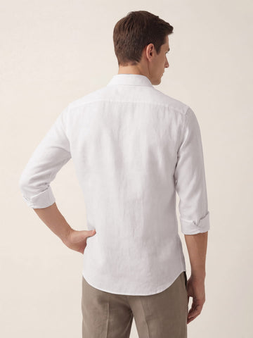 Linen Blend Breathable Solid Smart Casual Shirt