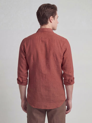 Linen Blend Breathable Solid Smart Casual Shirt