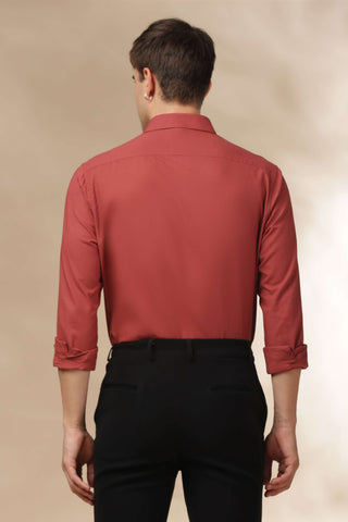 Men's BurntOrange Solid Breathable Perfume-Finish Shirt