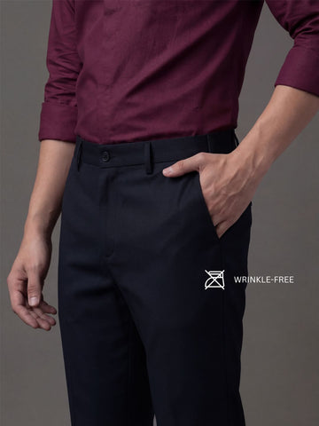 Wrinkle Free 4-Way Stretch Solid Formal Pants