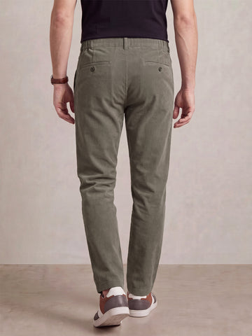 Men's Taupe Solid 2-Way Stretch Casual Trousers