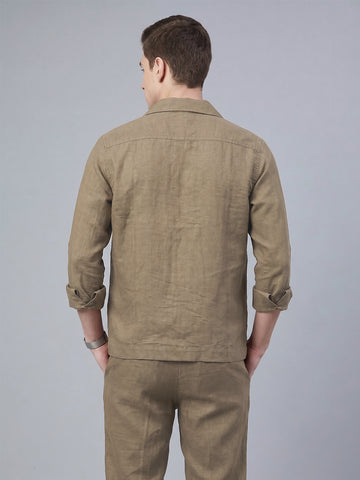 Men's MudBrown Breathable Linen Blend Shacket