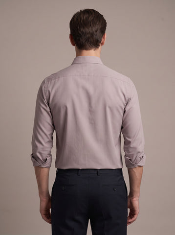 HE SPOKE Men's Taupe Solid Regular Fit Shirt