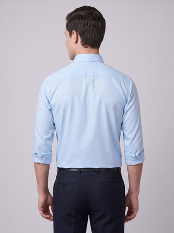 HE SPOKE Men's Sky Blue Solid Regular Fit Shirt