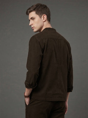 Men's Coffee 2-Way Stretch  Casual Shacket