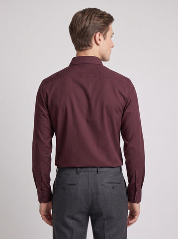 HE SPOKE Men's Burgundy Solid Regular Fit Shirt
