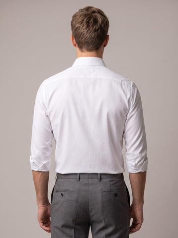 HE SPOKE Men's White Solid Regular Fit Shirt