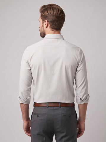 HE SPOKE Men's Ivory Solid Regular Fit Shirt