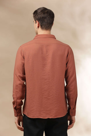 Men's BurntOrange Breathable Non-Iron Smart Casual Shirt