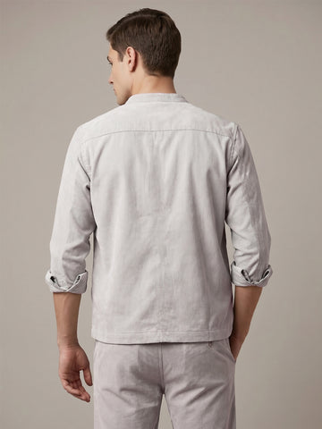 Men's LightGrey 2-Way Stretch  Casual  Shacket