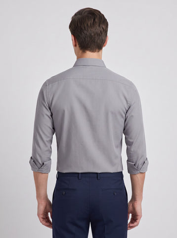 HE SPOKE Men's Grey Solid Regular Fit Shirt