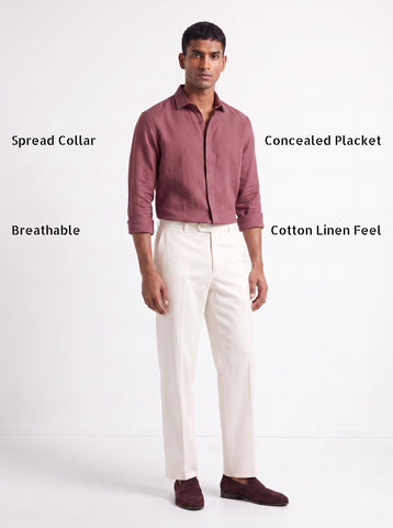 Solid Cotton Linen Look French Onion Shirt