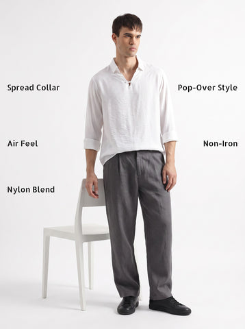 Solid Airy Crinkled White Shirt