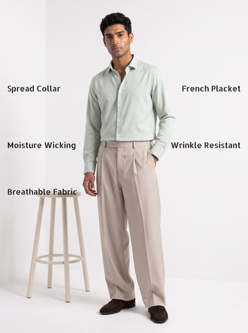 Solid Airy Non-Iron Pastel Green Shirt
