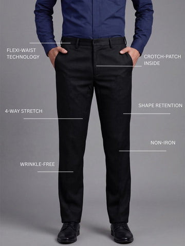 Wrinkle Free 4-Way Stretch Solid Formal Pants