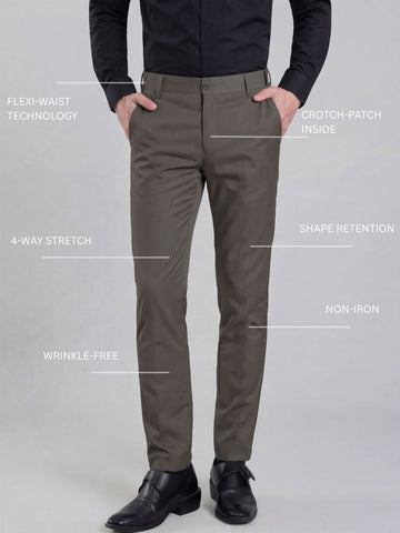 Wrinkle Free 4-Way Stretch Solid Formal Pants