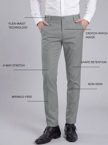 Wrinkle Free 4-Way Stretch Solid Formal Pants