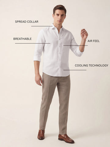 Linen Blend Breathable Solid Smart Casual Shirt