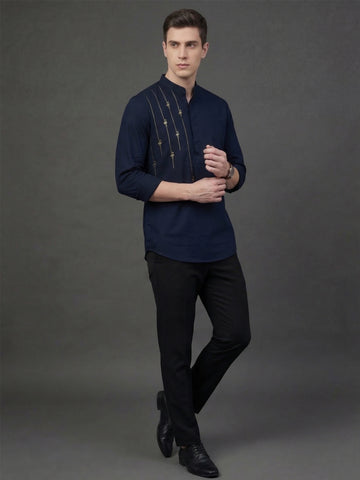 Satin 2-Way Stretch Foil Printed Casual Kurta