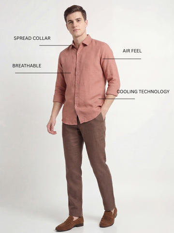 Linen Blend Breathable Solid Smart Casual Shirt