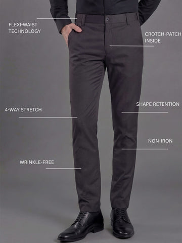 Wrinkle Free 4-Way Stretch Solid Formal Pants