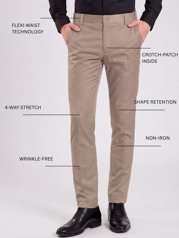 Wrinkle Free 4-Way Stretch Solid Formal Pants