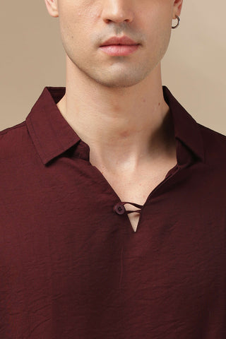 Men's Burgundy Breathable Non-Iron Smart Casual Shirt