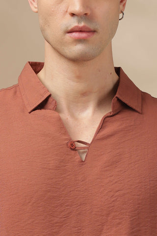 Men's BurntOrange Breathable Non-Iron Smart Casual Shirt