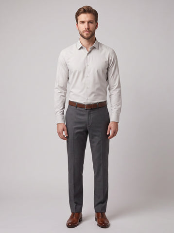 HE SPOKE Men's Ivory Solid Regular Fit Shirt