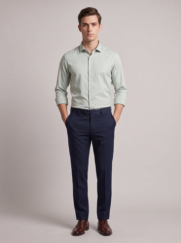 HE SPOKE Men's Pastel Green Solid Regular Fit Shirt