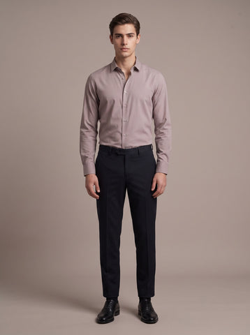 HE SPOKE Men's Taupe Solid Regular Fit Shirt