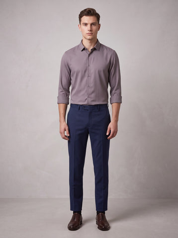 HE SPOKE Men's Mud Grey Solid Regular Fit Shirt