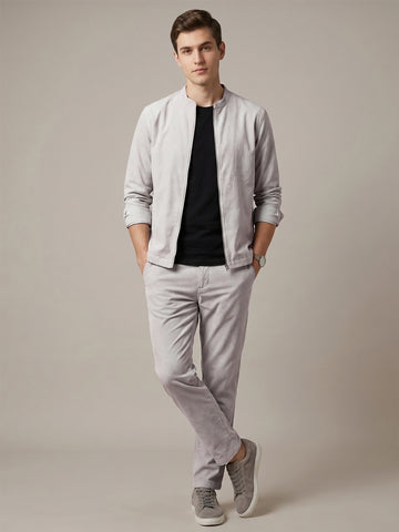 Men's LightGrey 2-Way Stretch  Casual  Shacket