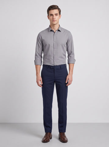 HE SPOKE Men's Grey Solid Regular Fit Shirt