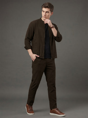 Men's Coffee 2-Way Stretch  Casual Shacket