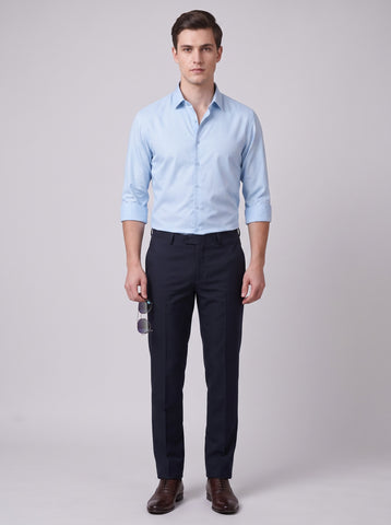 HE SPOKE Men's Sky Blue Solid Regular Fit Shirt