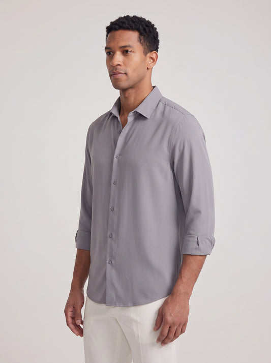 Men's Wrinkle Free 4-Way Stretch Solid Formal Shirt