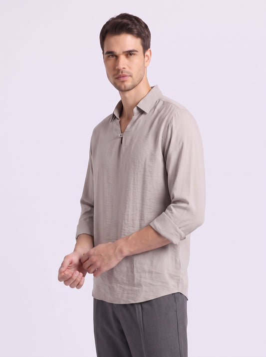 Men's LightGrey Breathable Non-Iron Smart Casual Shirt