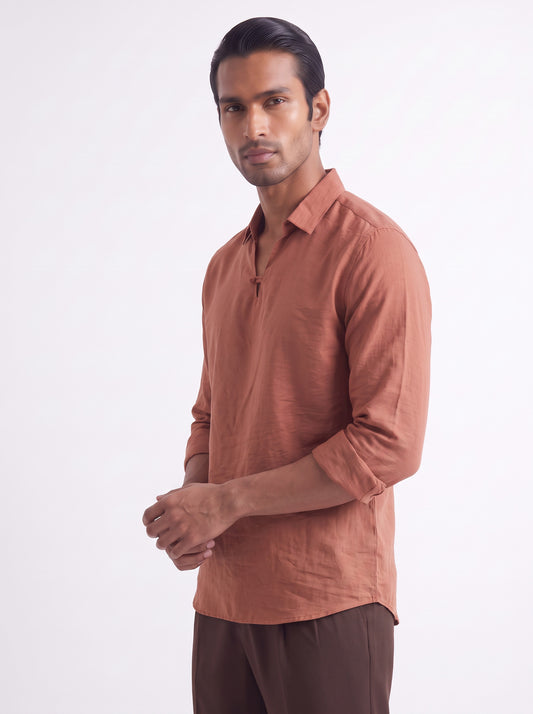 Men's BurntOrange Breathable Non-Iron Smart Casual Shirt
