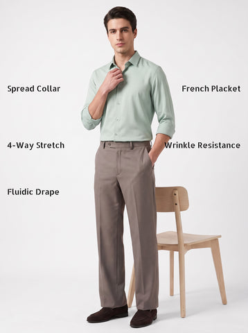 Men's  Wrinkle Free 4-Way Stretch Solid Formal Shirt