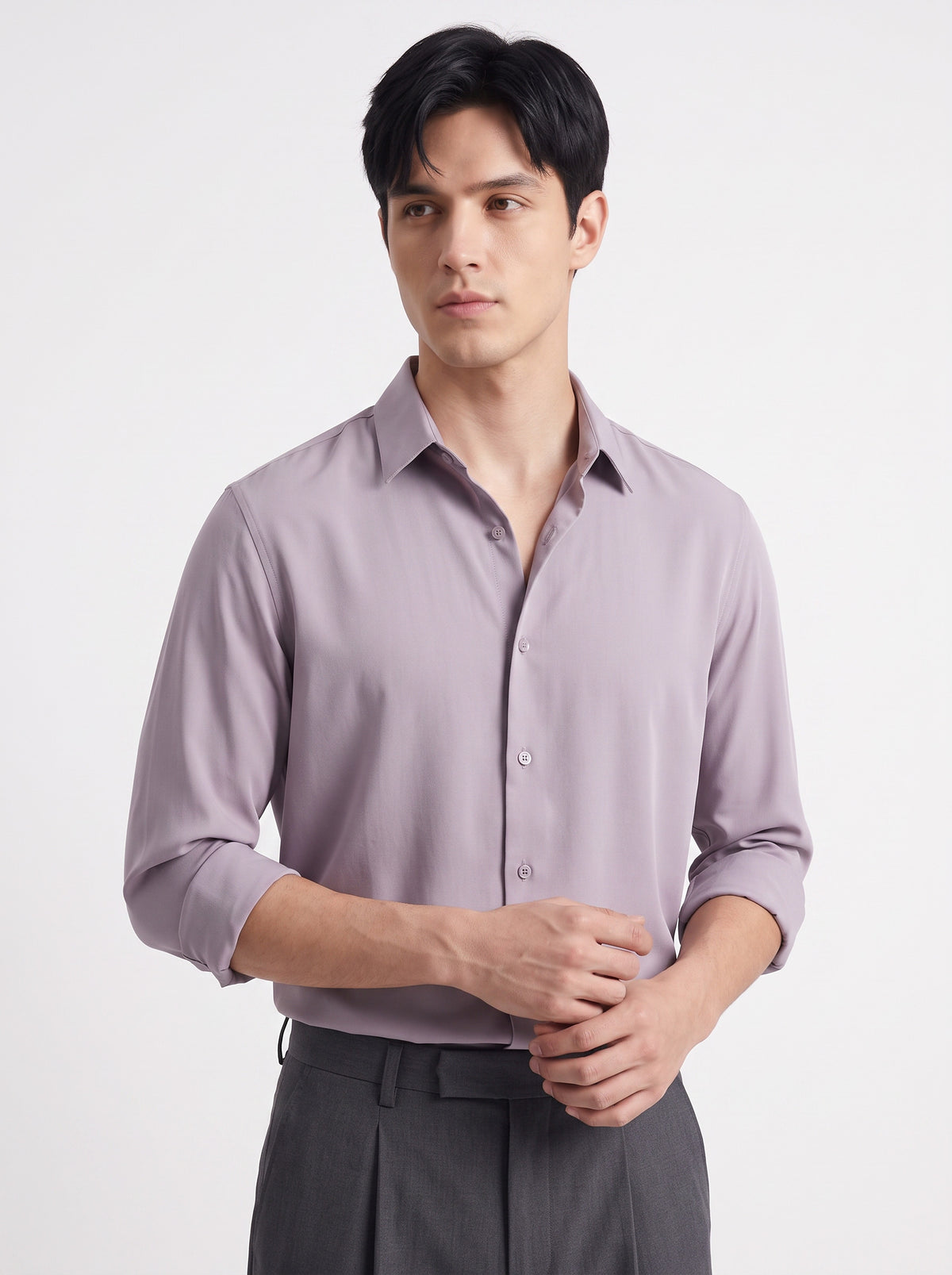 Solid Non-Iron Fluidic Dusty Lavendar Shirt