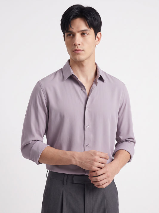Men's Wrinkle Free 4-Way Stretch Solid Formal Shirt