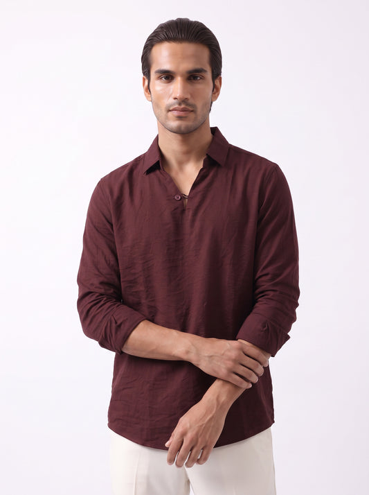 Men's Burgundy Breathable Non-Iron Smart Casual Shirt